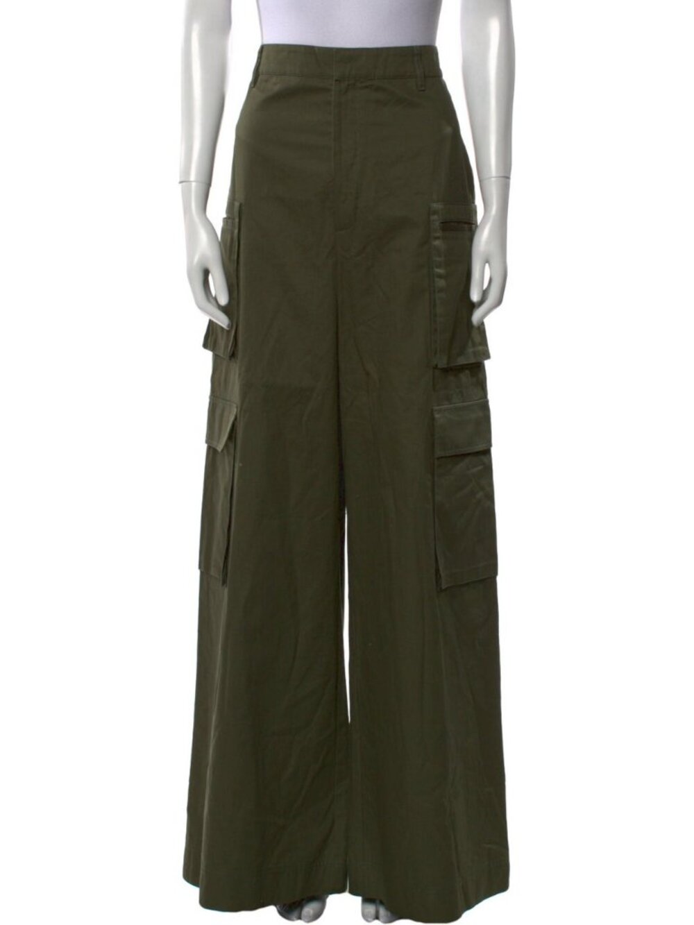 RARE - GOOP G. Label (Now Gwyn) Dmitri Wide-Leg Cargo Pants, GREEN/OLIVE SIZE 2